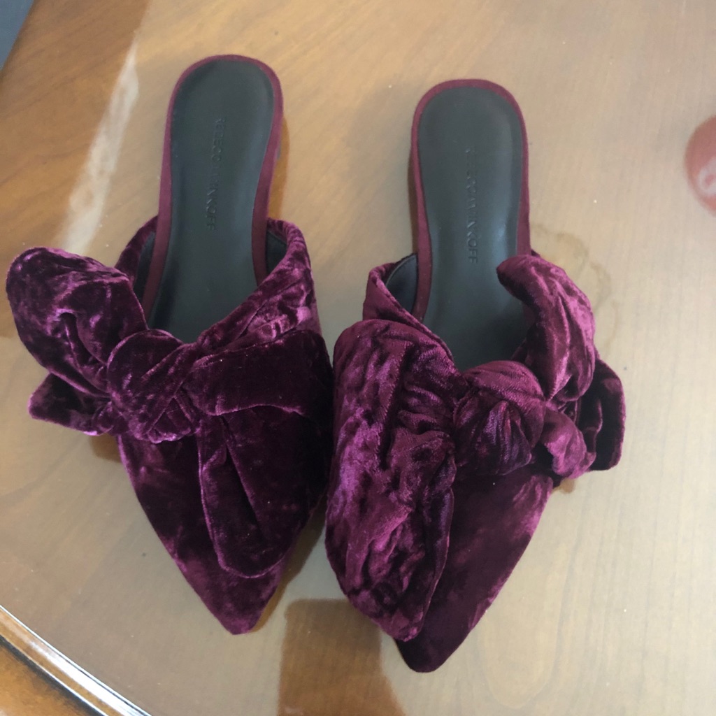 Rebecca Minkoff Alexis Crushed Velvet Bow Slide
